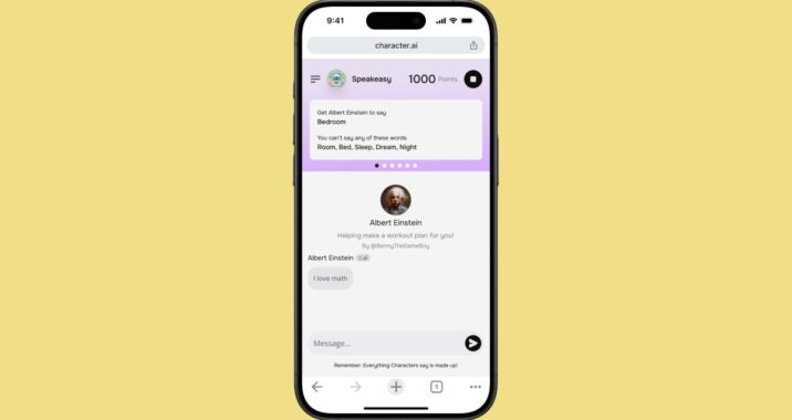 AI Character AI startup tests games on the web